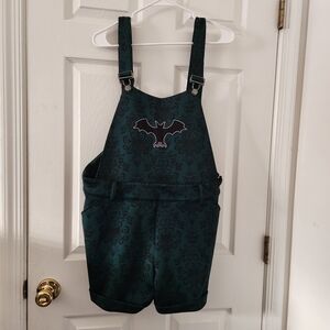 Disney Dark Green Shorts Overalls with Bat Design